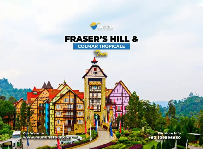 Tourists enjoying the lush greenery and colonial charm of Fraser's Hill, with scenic views and nature trails during Fraser's Hill and Colmar Tropicale tour